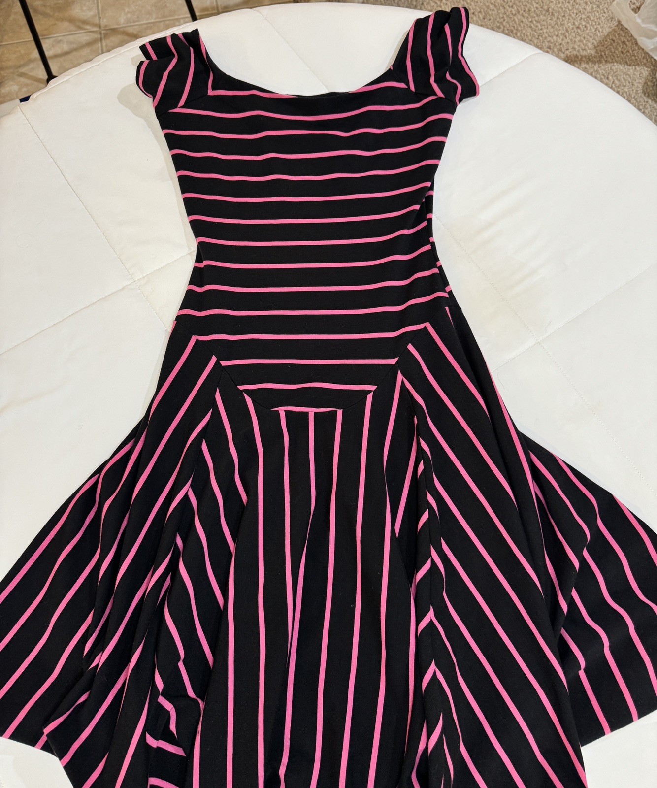 Vintage 90s Betsey Johnson New York Optical Stripe Illusion Skater Dress – PS
