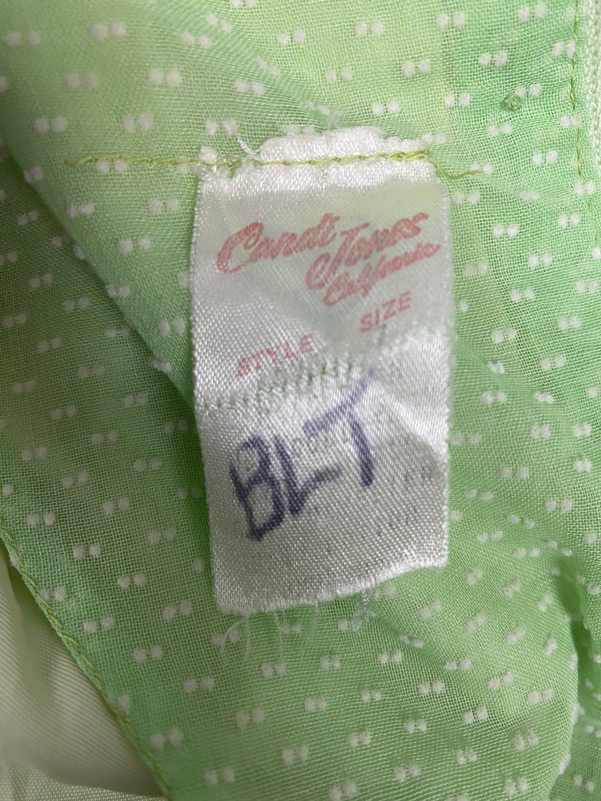 Vintage Dress CANDI JONES Size 7 lime green boho prairie maxi 60s 70s Cottage