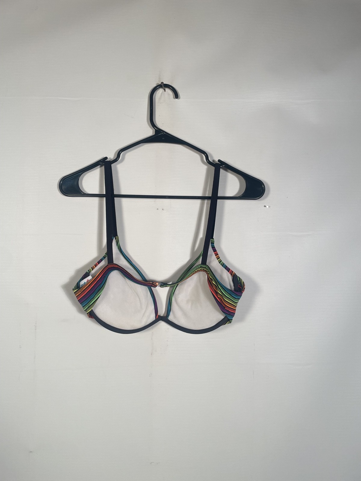 Vintage 1990s Rainbow Stripe Bikini Top Size L