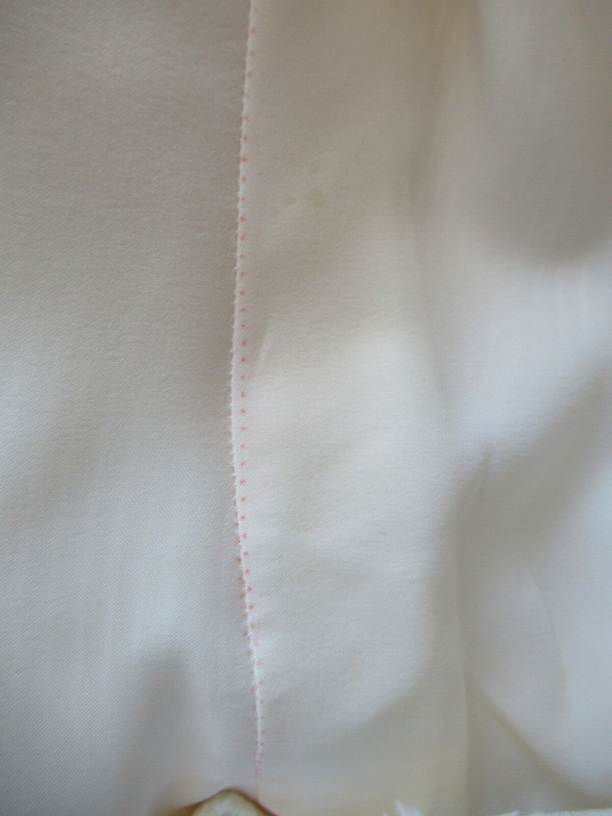 Vintage Ivory Stripe Lace Peasant Princess Bride Victorian Puff Sleeve Dress XL