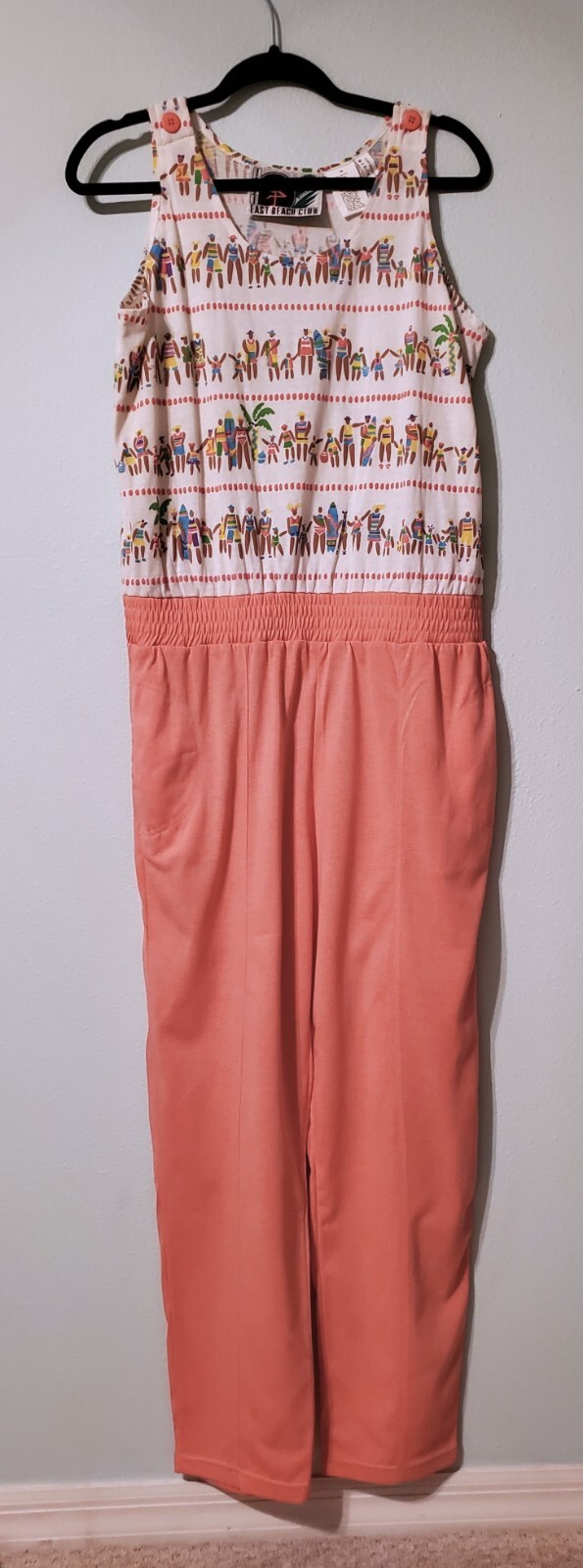 Vintage 1990s 1121 East Beach Club Marcy’n Me Pink Puffy Paint Jumpsuit Size M