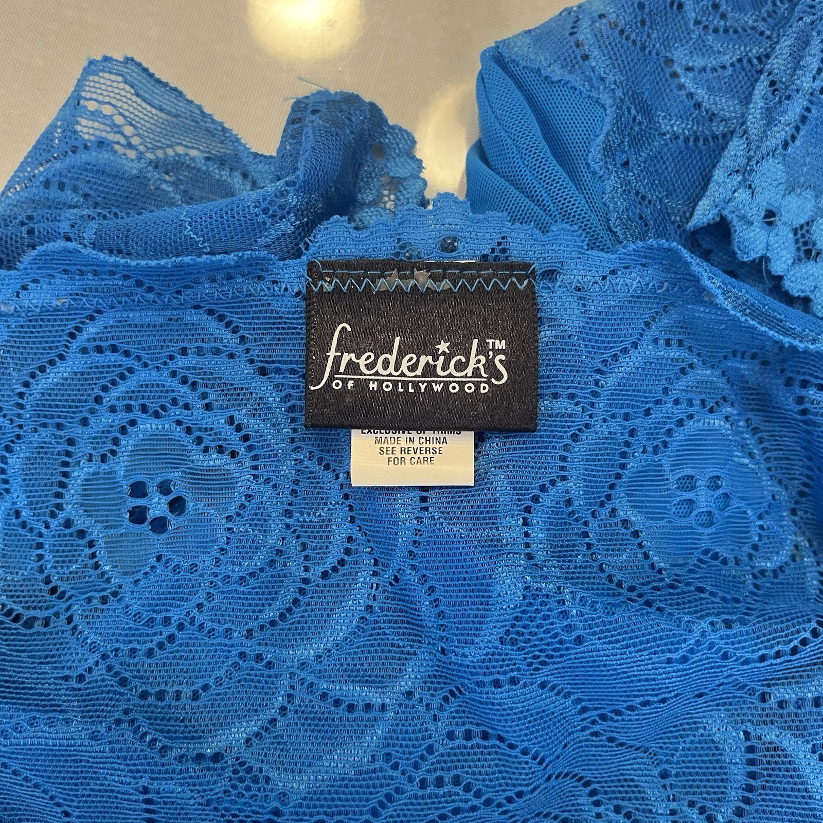 VTG 90s FREDERICK’S OF HOLLYWOOD Teal Blue Underwire Stretch Lace Nightie SZ XL