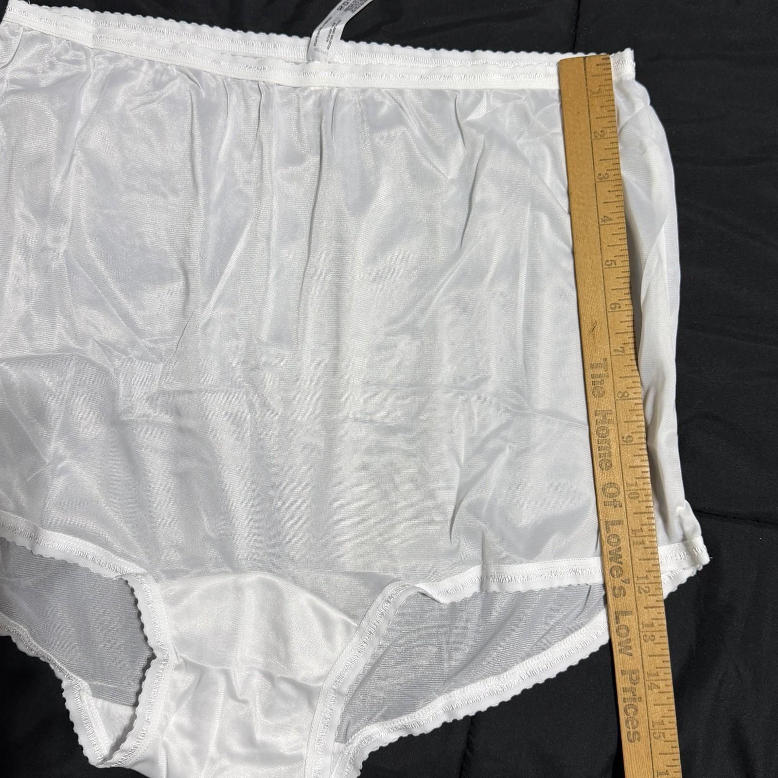 3 Pair Bali 26210 White 3XL / 10 Nylon Satin Full Cut Brief Panties High Waist