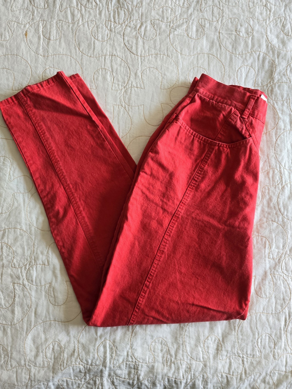 Vintage 80s 90s Red Mom Jeans Womens XS Small High Waisted 25/26 Inch Waist