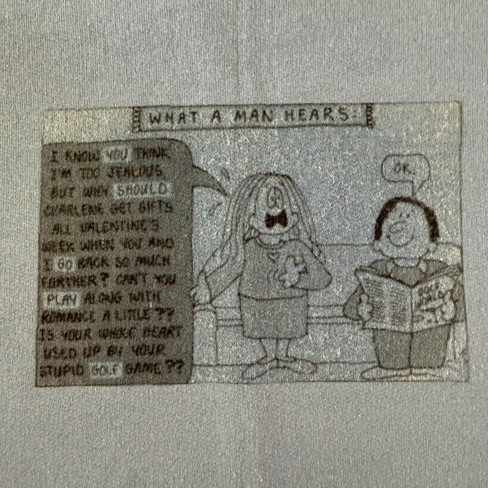 Vintage Hanes Her Way Cathy Comic Sweatshirt XL Blue Irving Cartoon 90s Graphic