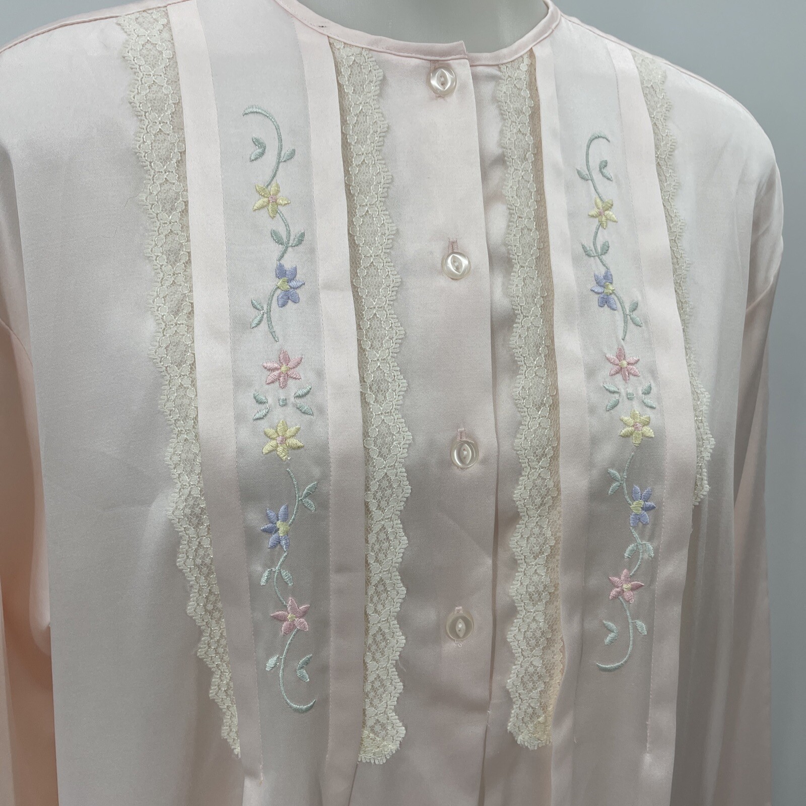 Vintage Talbots Intimates Nightgown Sleepwear Pink Embordered Lace Sz Small NWT