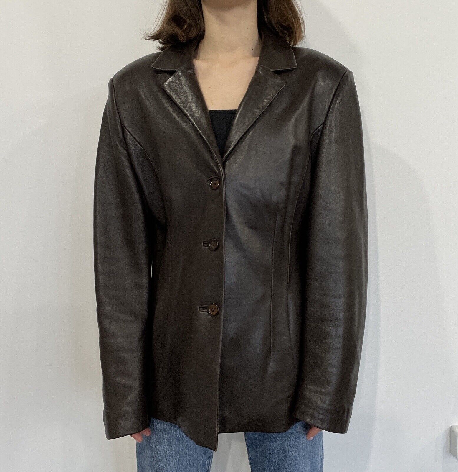Vintage Versace Classic V2 Leather Brown Blazer Jacket Size 2XL