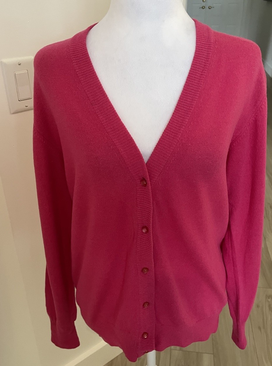 Vtg. Women’s Benetton Pink-Italy Wool/Angora Cardigan Button Knit Sweater L 46