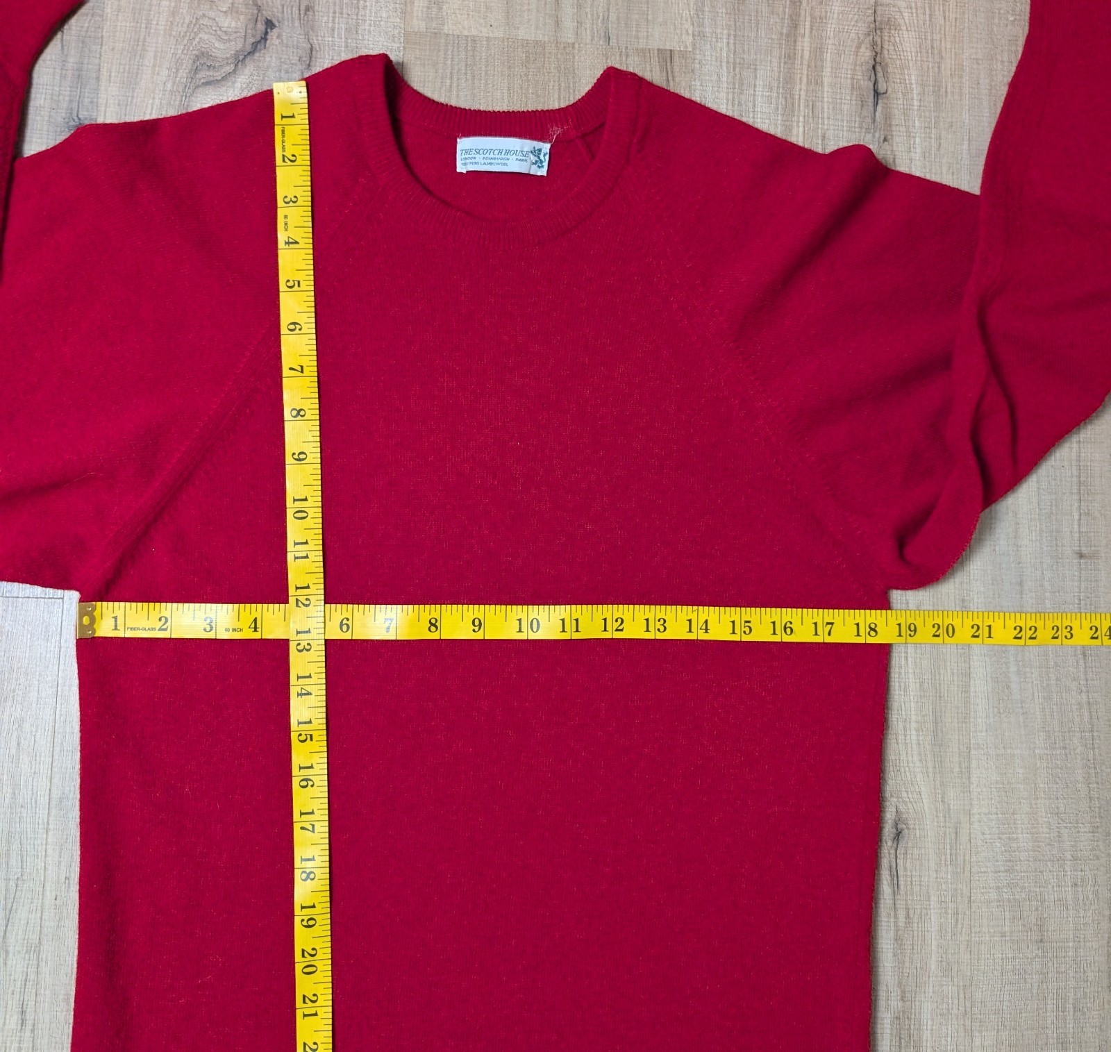 Vintage 80s The Scotch House Size S/M Sweater Dress Midi Red Lambswool Scotland