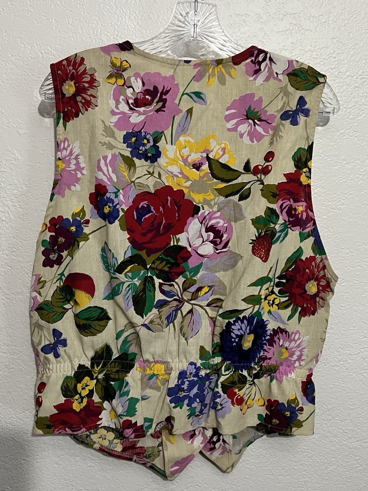 Vtg Villager Lrg Floral Cottagecore Granny core Lagenlook Country Garden Vest