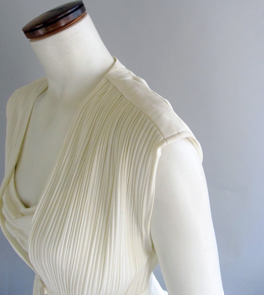 Vintage 1970s Pleated Peplum Top Maxi Dress Set Grecian Casual Bridal