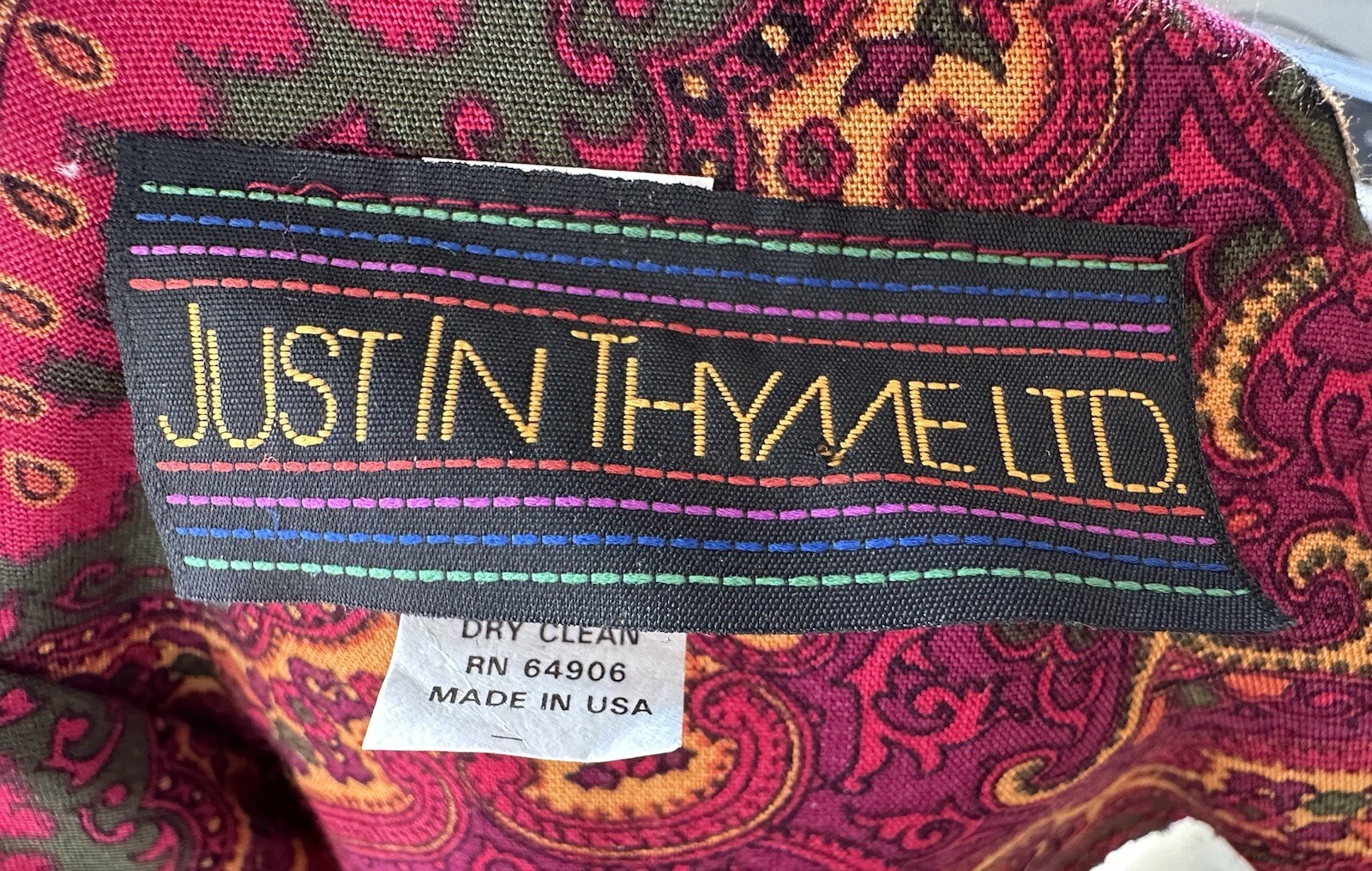 Vintage Just In Thyme Abstract Psychedelic Paisley Open Cardigan Jacket Size 14