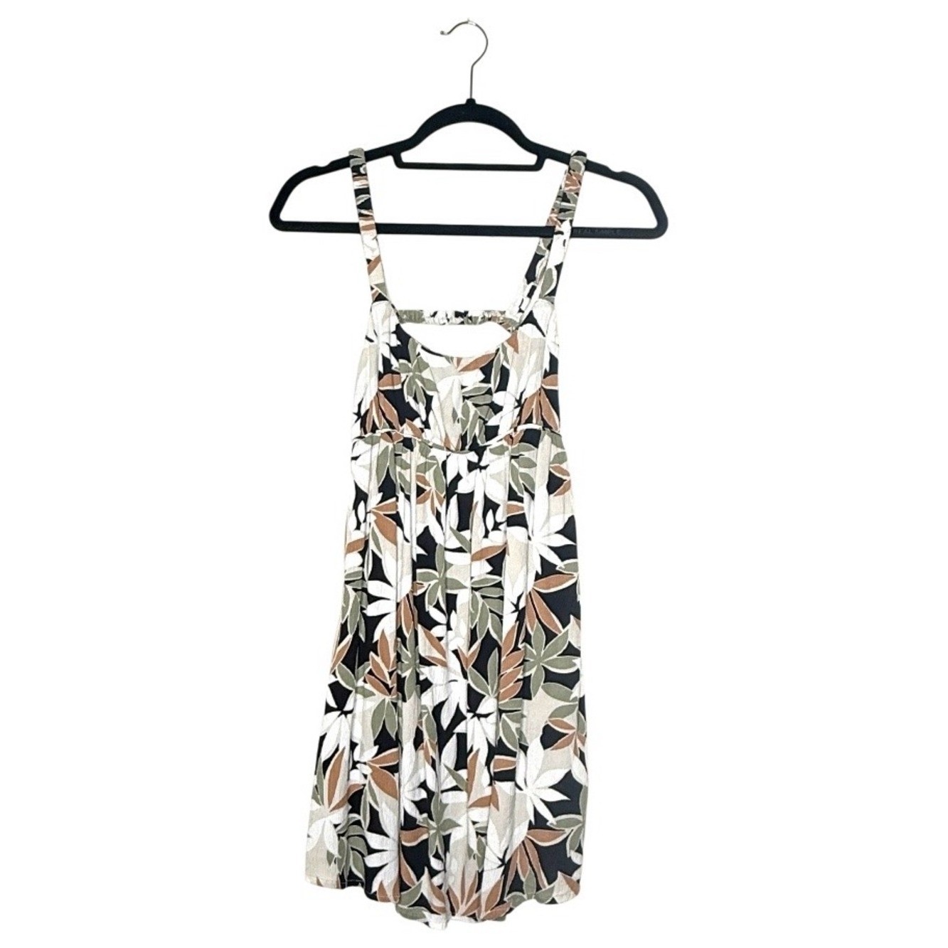 Volcom Women Waverly Tropical Leaf Cut Out Back Cami Mini Dress XS
