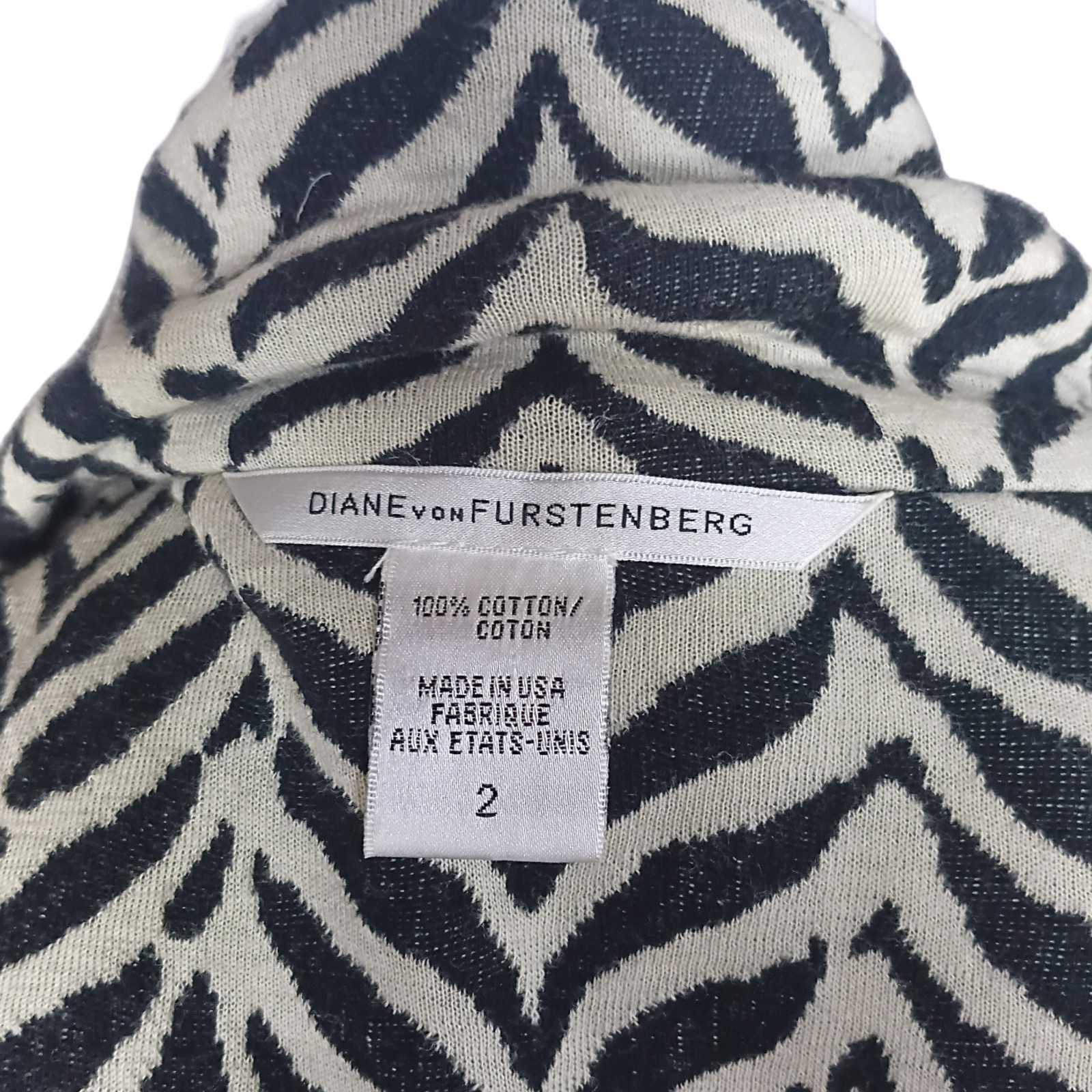 VTG DIANEvonFURSTENBERG ROCKAJILLY Black Brown Cream Zebra/Chevron Blazer W Sz 2