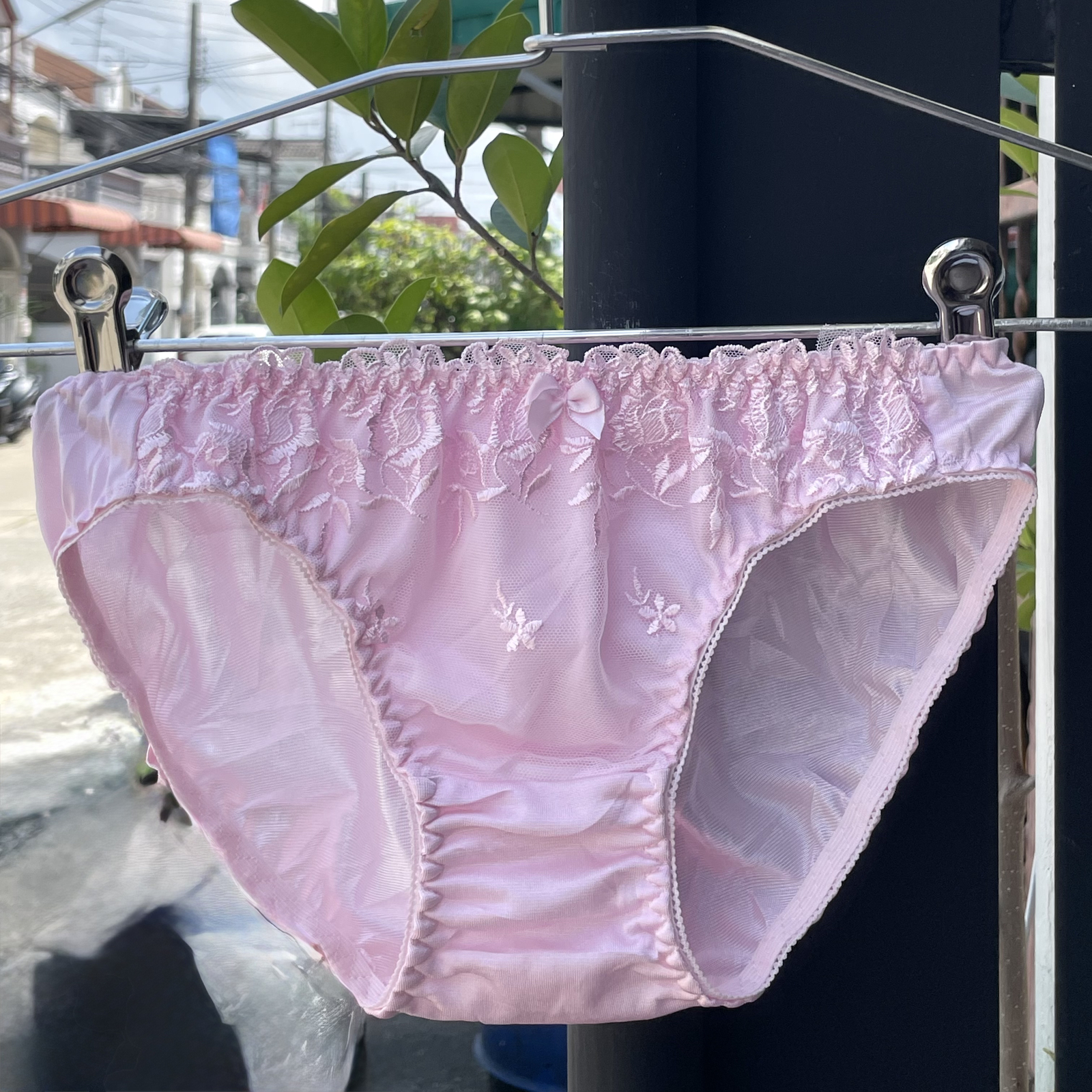 Vtg Baby Pink Polyester Nylon Panty Sheer Soft Hi Cut Bikini Lace Briefs SZ.5
