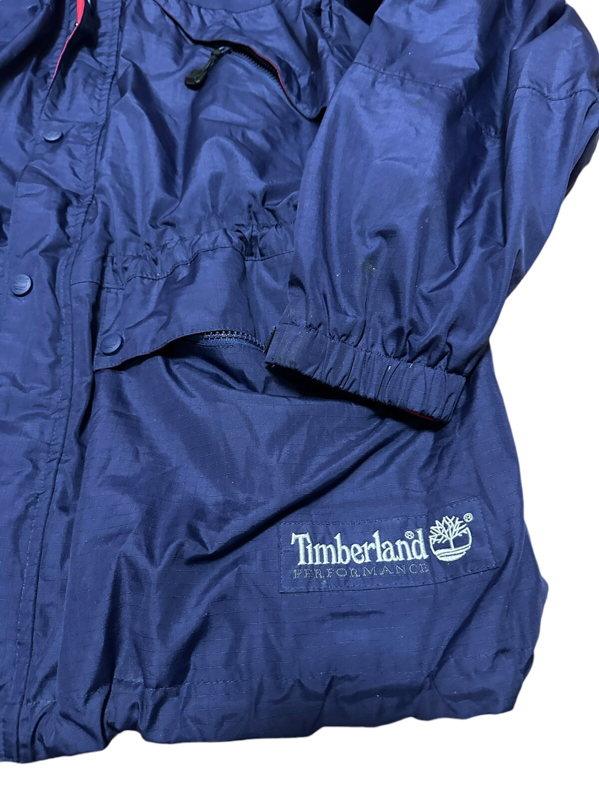 Vintage Timberland Performance Windbreaker Hooded Jacket Medium Outdoor Indigo