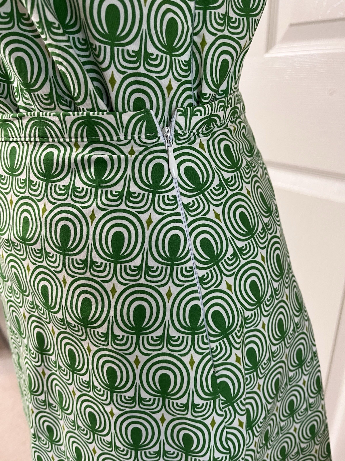 Vintage CH. IND. Green Top & Skirt Set, Cotton, Made In France, Size 36