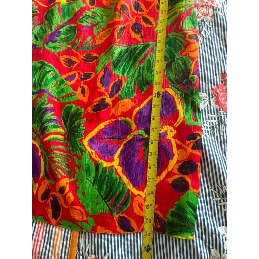Vintage Russell Tropical Floral Shift Mini Dress Red Purple Hibiscus Sleeveless