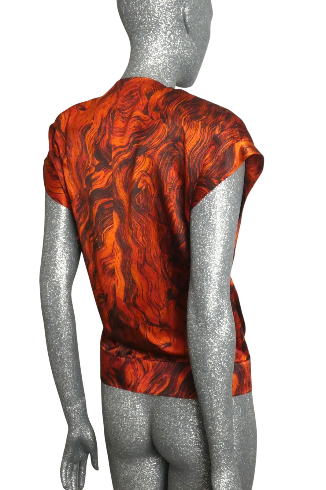 PIERRE CARDIN – 1980s Orange Printed Satin Ensemble, Size-6
