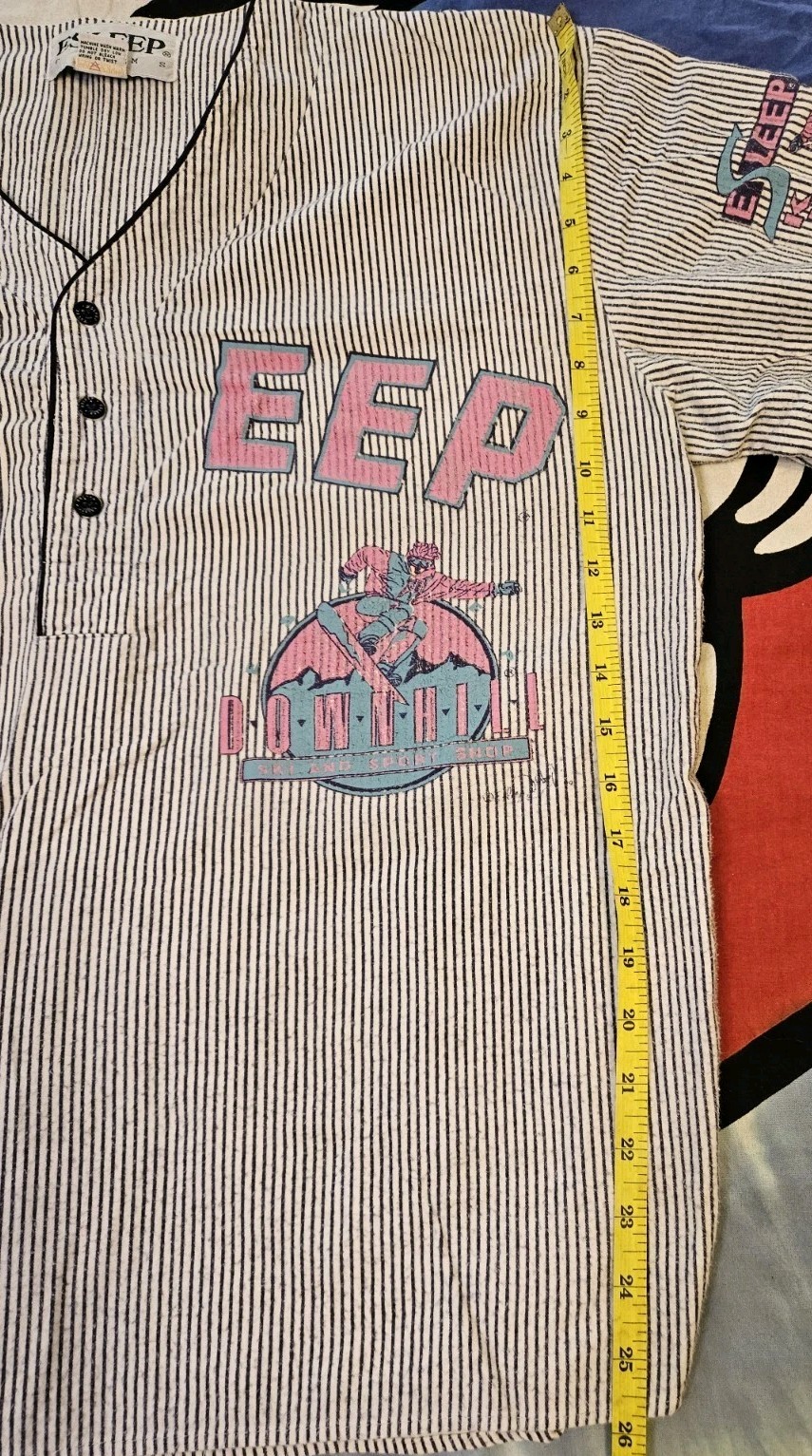 Vintage 90s Esleep Pajamas Set Neon Print Baseball Jersey Drawstring Pant Cotton