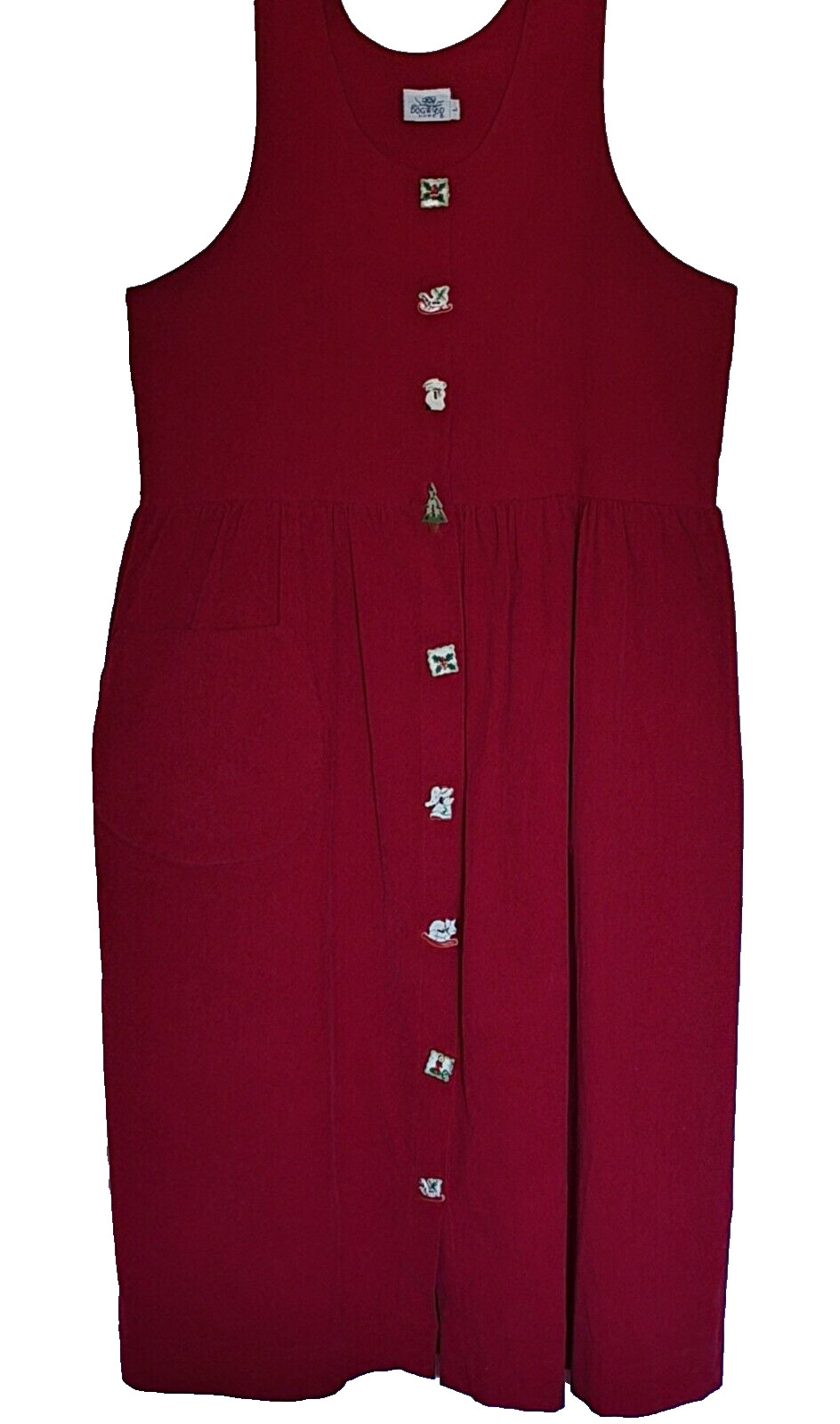 Vintage Dogwood Lane Dress Womens Size Large Christmas Mrs Claus Corduroy Red