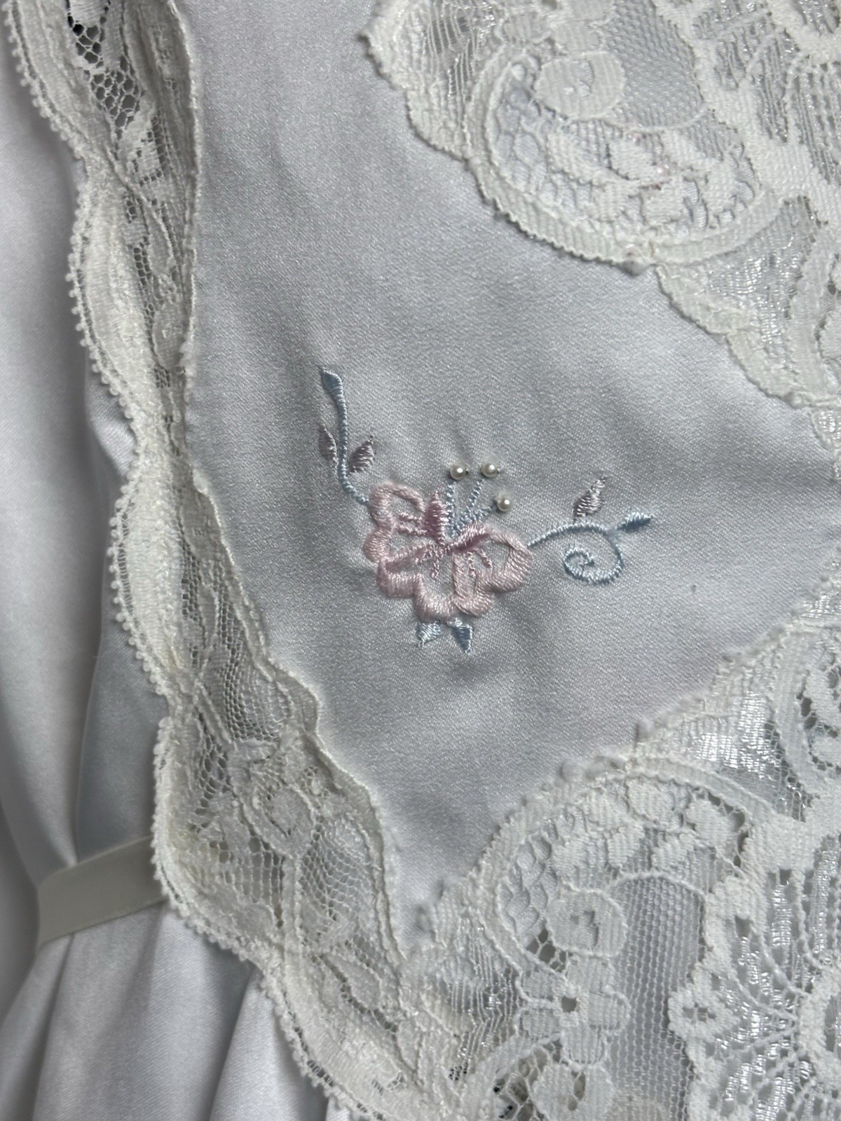 Vintage Barbizon Ivory Satin Lace Peignoir Set Gown & Robe 1950s Lingerie READ
