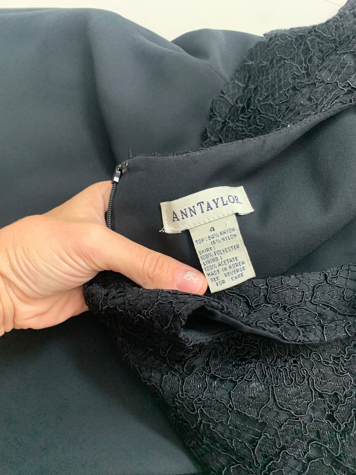 Vintage 90s Dress Black Lace Chiffon Ann Taylor Mini Cocktail Shift