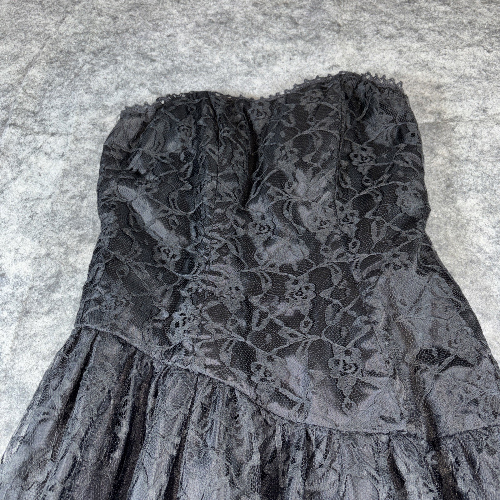 Vtg By Warell Drop Waist Dress Women’s 5/6 Black Lace Whimsigoth Princess Party