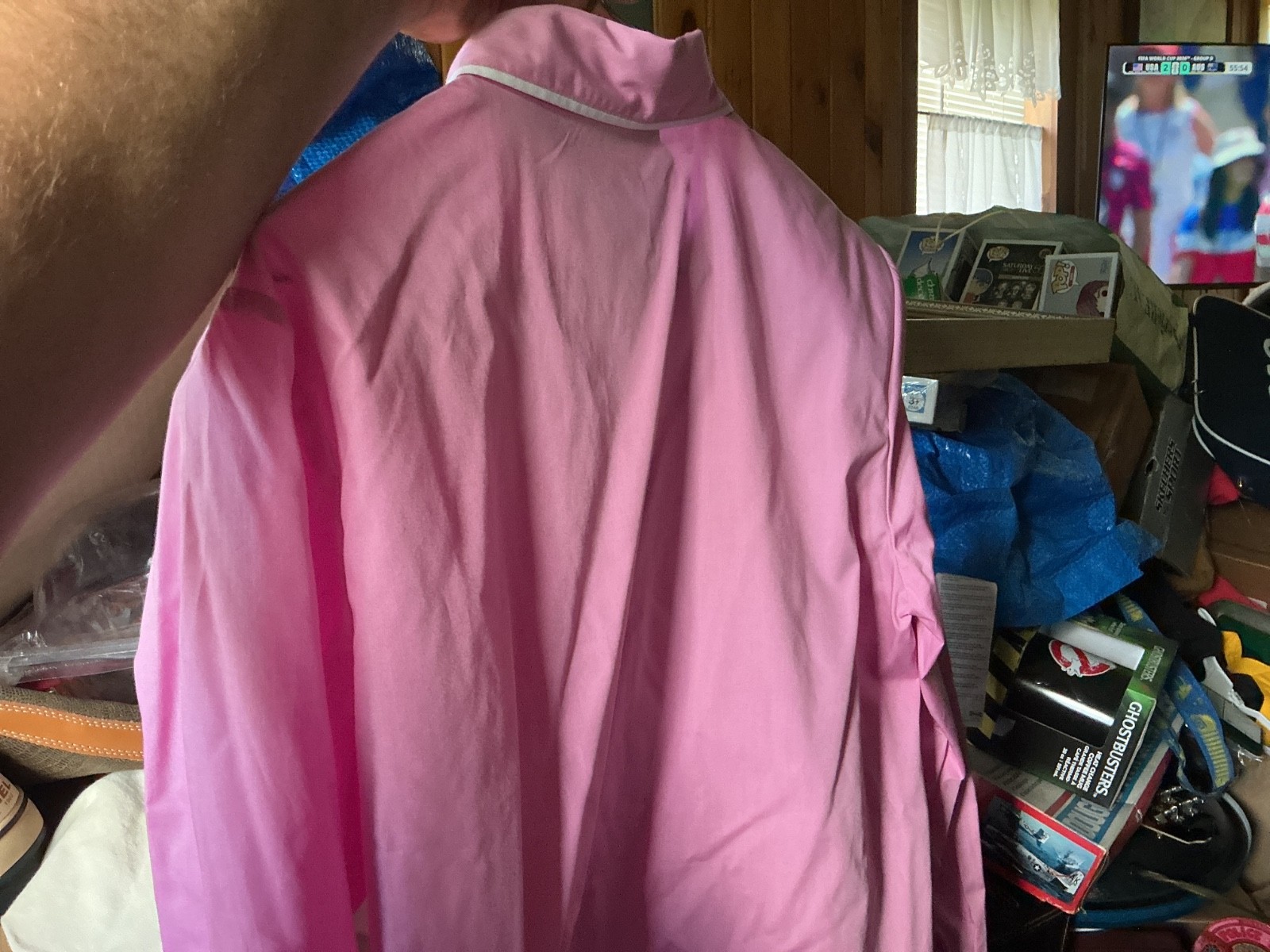 NWT Bob Mackie Wearable Art Shirt Womens M Bubblegum Pink Embroidered ribbons