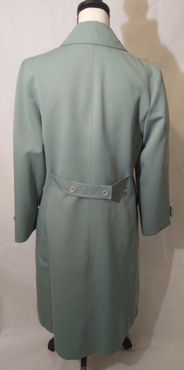 VTG FORECASTER OF BOSTON AQUA WOVEN POLYESTER TRENCH COAT DRESS RAINCOAT 9/10