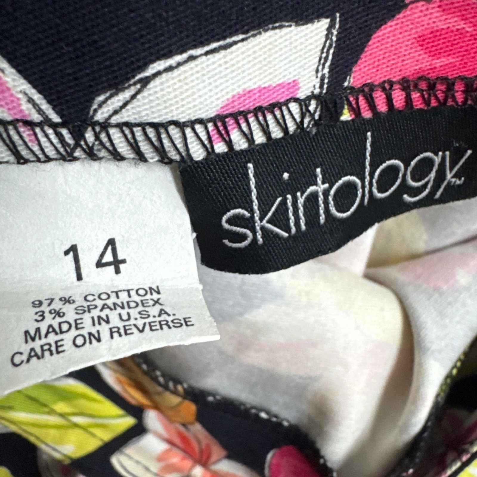 Skirtology Lemon Citrus Floral Print Mini Skirt S/14 Tropical Y2k Fruit Art