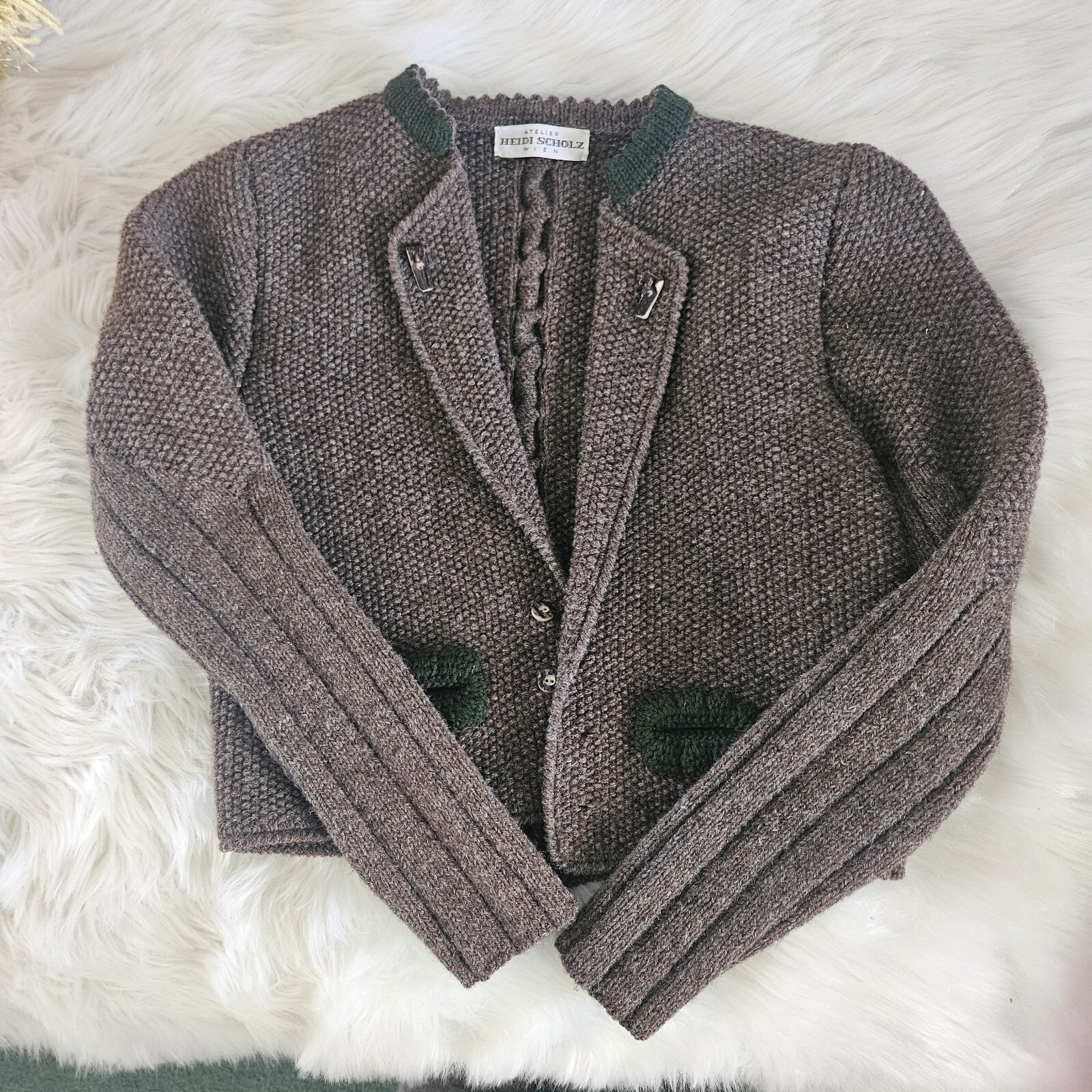 VTG Austria Jacket Octoberfest Cable Knit Hand Stitch Wool Crop Vienna US-M 70s