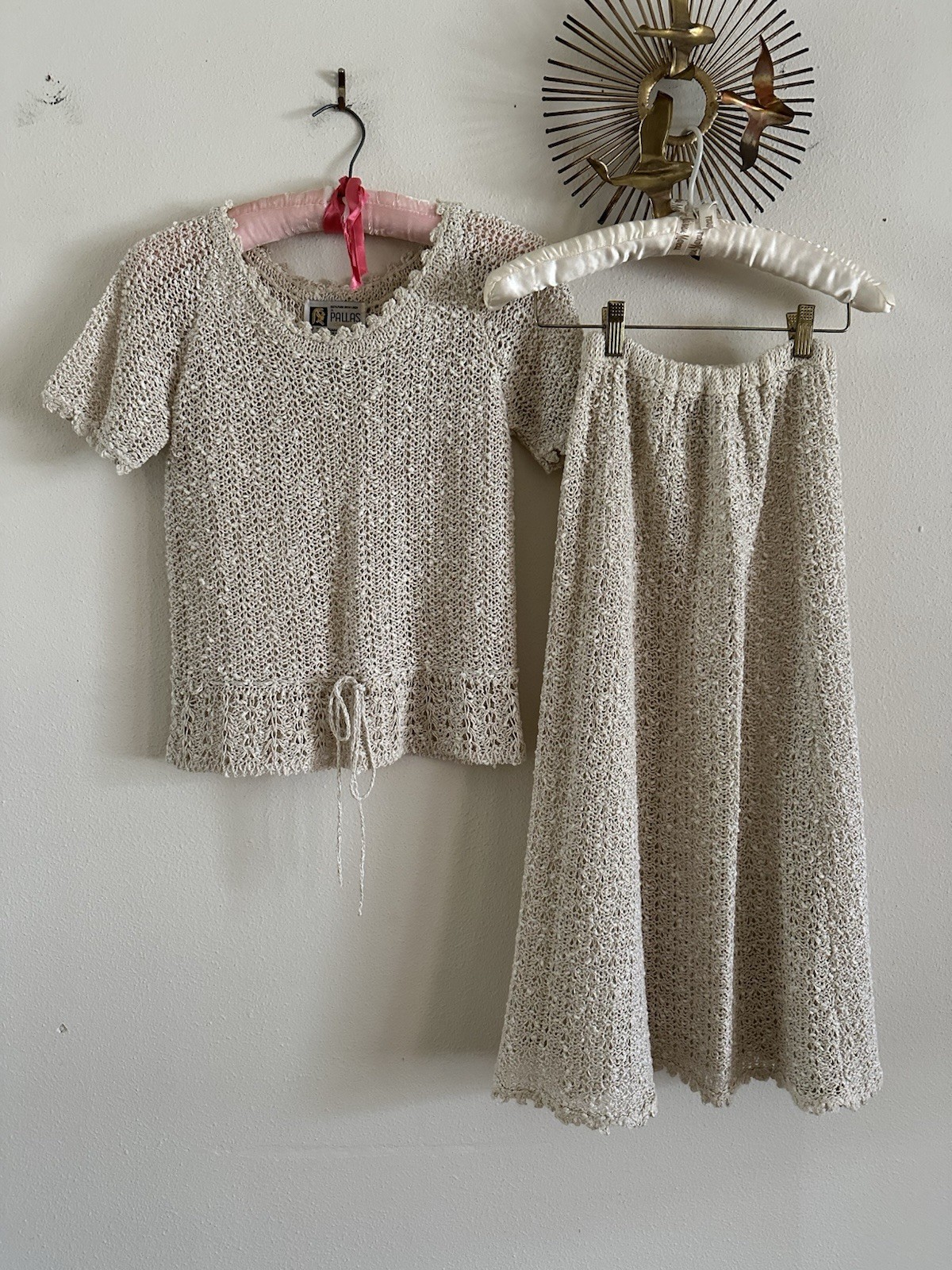 1970s A Pallas Original Hand Loomed Irish Linen Knit [Dress/Skirt/Set] Boho VTG
