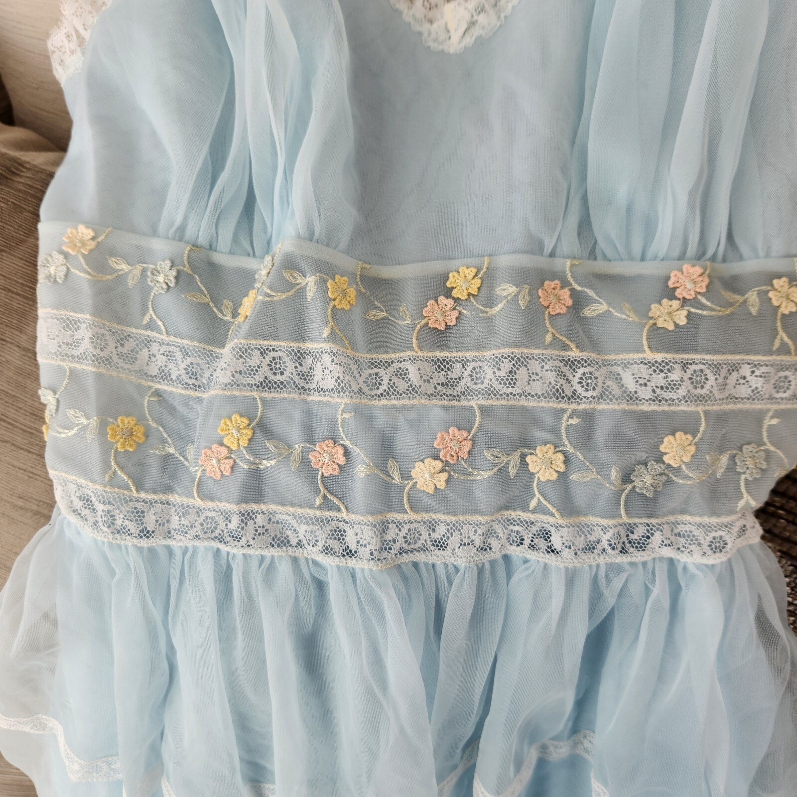 Rare NOS Laros Classic light blue nightie Print Nightgown Size 34 1950’s USA