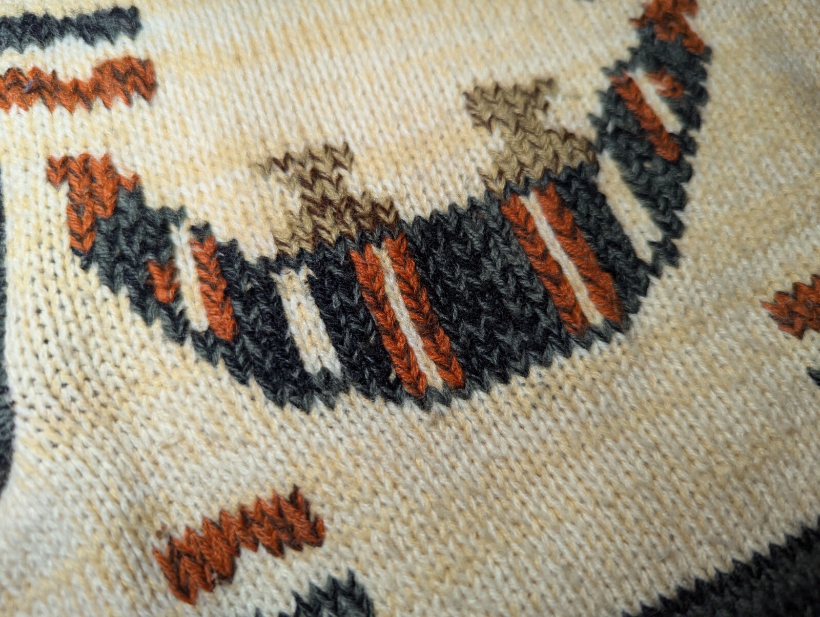 VTG J.L. HUDSON’S Knit Sweater Orange Brown RETRO Hippie Groovy Womens Large EUC