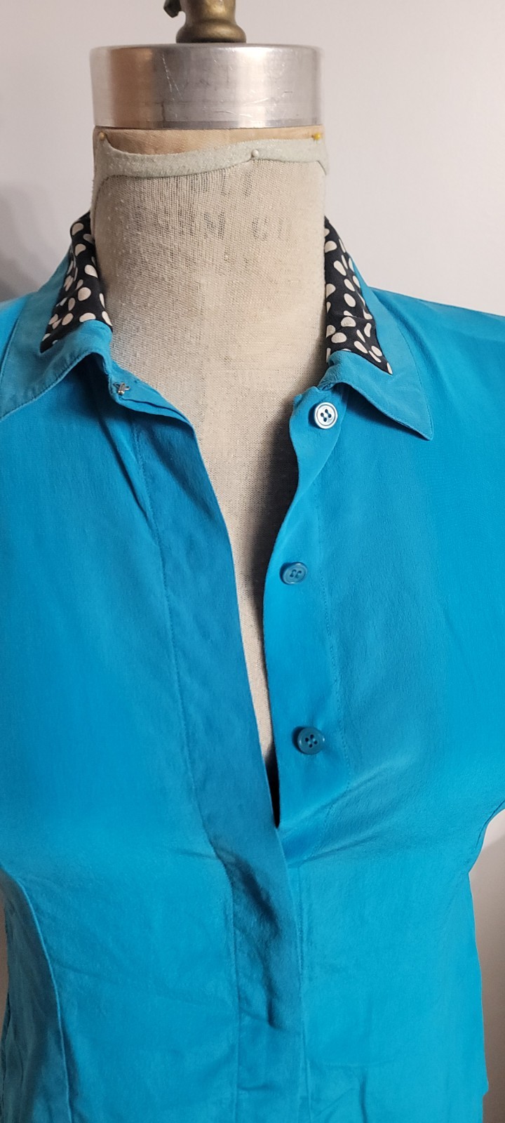 Oleg Cassini Washable Silk Vintage 80’s Turqouise Silk 2-piece Blouse + Blazer