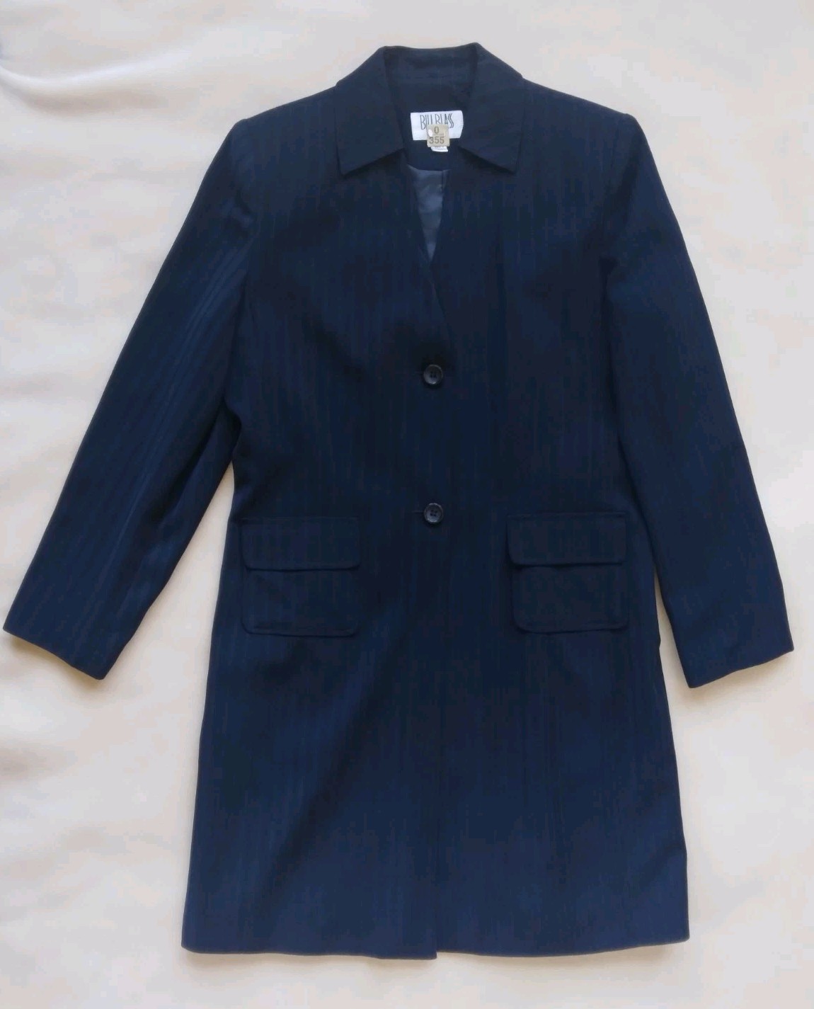 Bill Blass Womens Blazer Sz 14 Sport Jacket Dress Coat Navy w/ Pinstripes