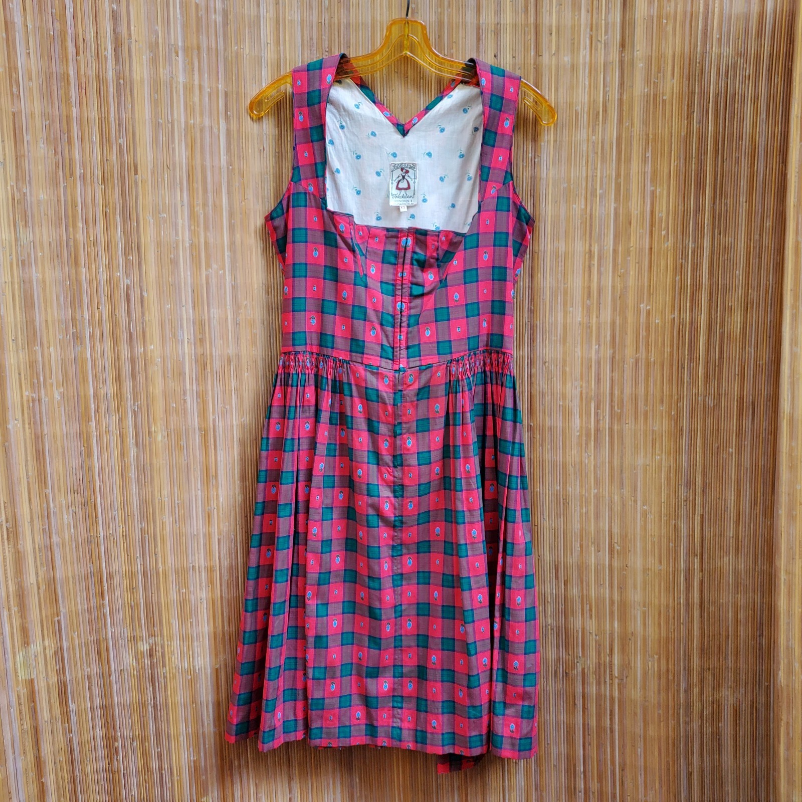 Vintage Salzburger Trachten Traditional dirndl dress red cotton floral