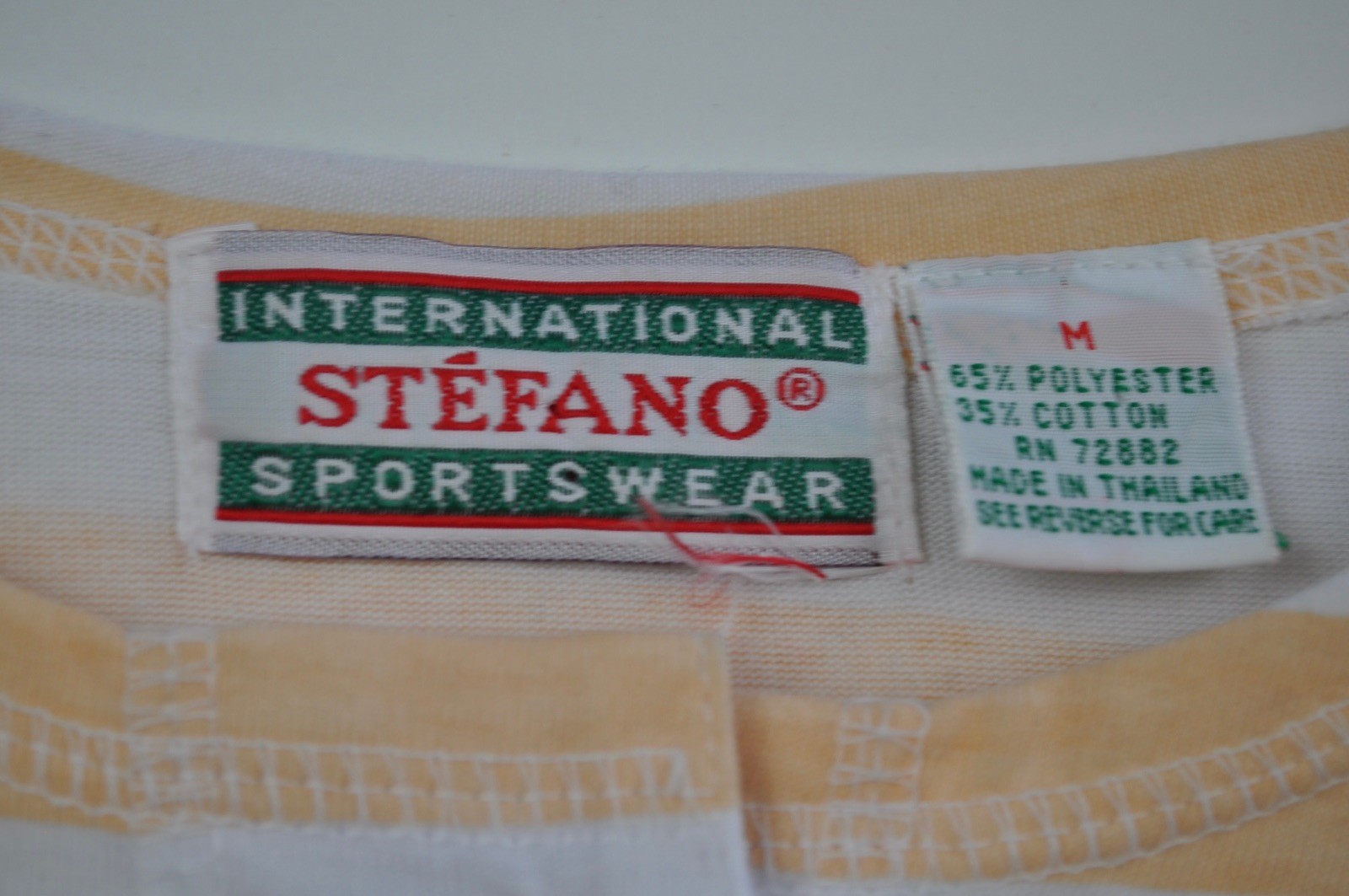 Vintage Top Women’s Stefano Peach and White Stripe Shoulder Pads 1980s