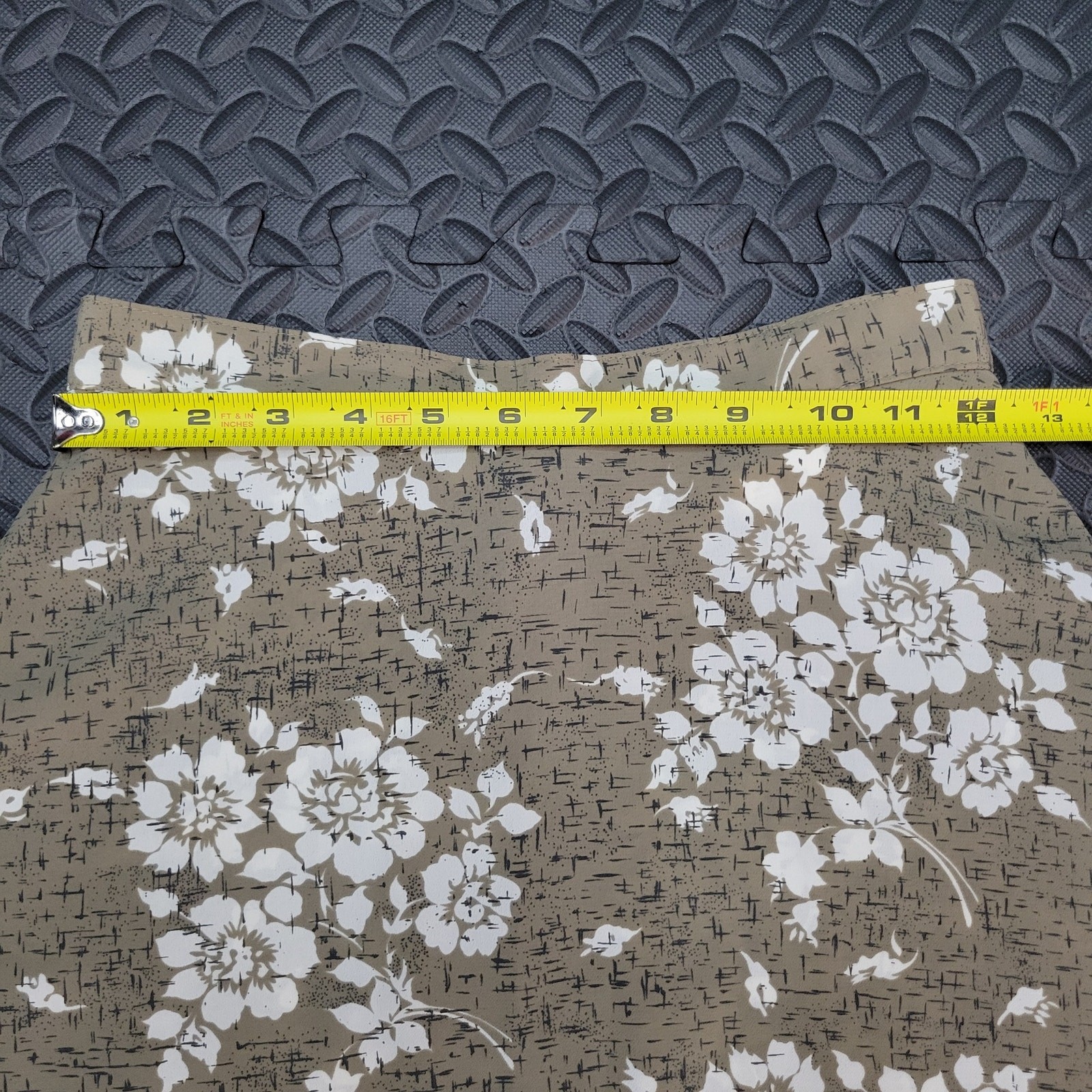 Vintage JAY JACOBS Floral Midi Skirt Beige Cottagecore A-Line Fairycore Boho