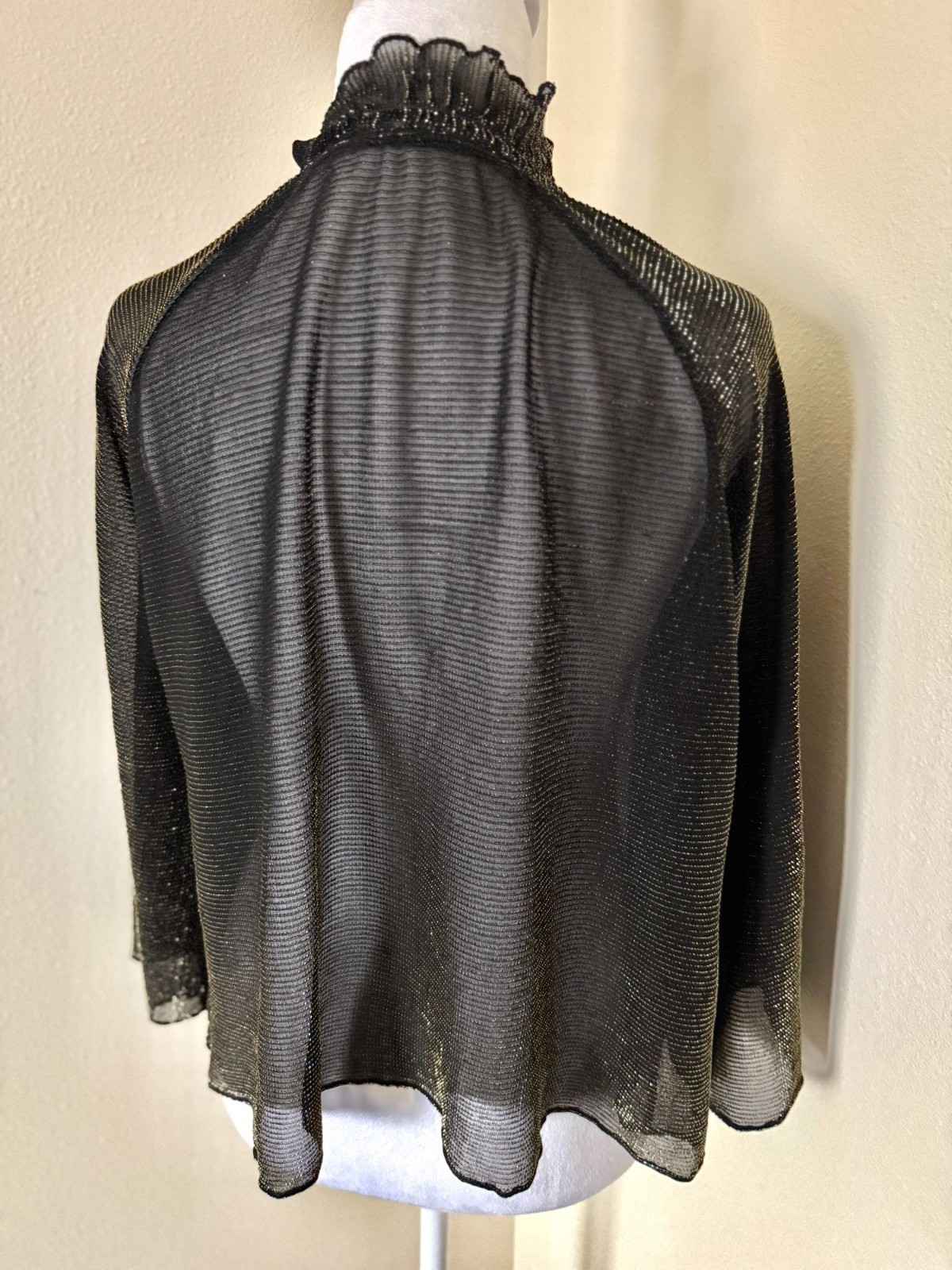 Vintage 1970s Black And Gold Sheer Blouse Top
