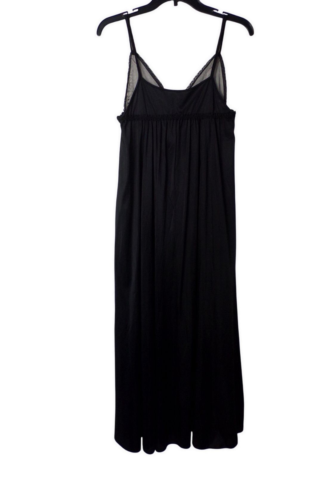 S M Vintage Shadowline Nylon Night Gown Nightgown Empire Waist Sweep Lace 34″