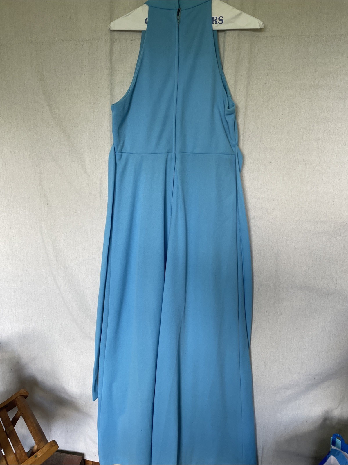 Vintage 1970’s Maxi Dress Turquoise With Stones And Gold Embroidery Women’s S/M