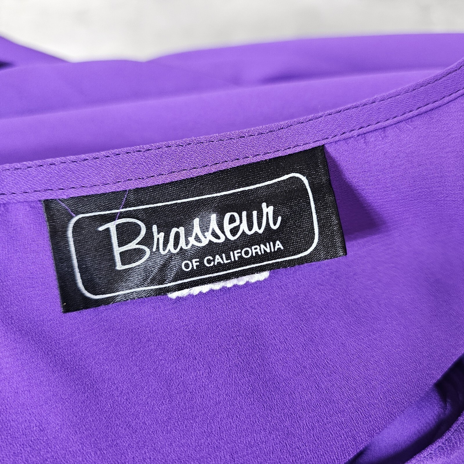 Vintage Brasseur of California Purple Sheer Midi Dress Belted Boho Glam Size M