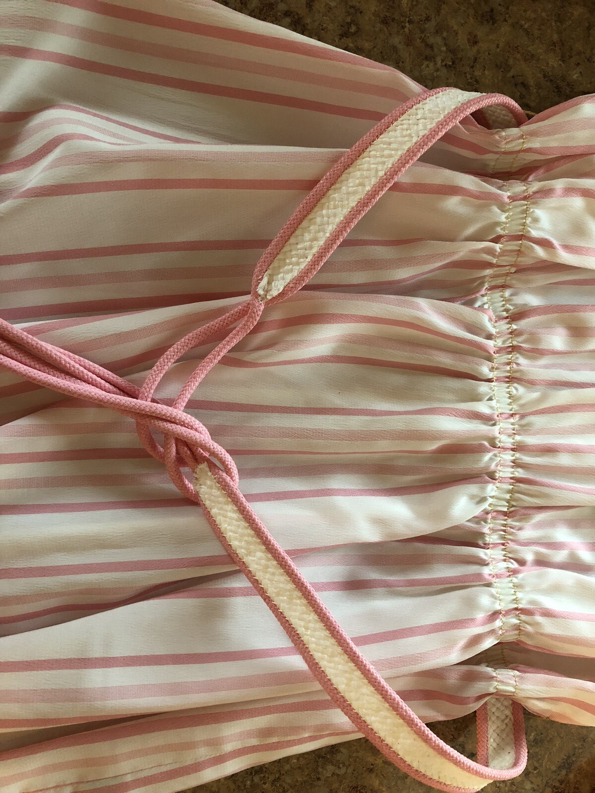 Vintage 1960s A’ n R Jr. Pink White Striped Dress “Whipped Cream” Fabric