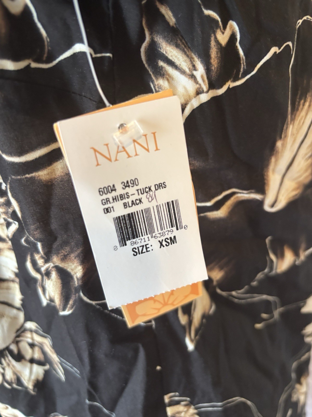 Vintage XS S Nani Of Hawaii Black Floral Dress Hibiscus Rayon NEW Beach Cruise