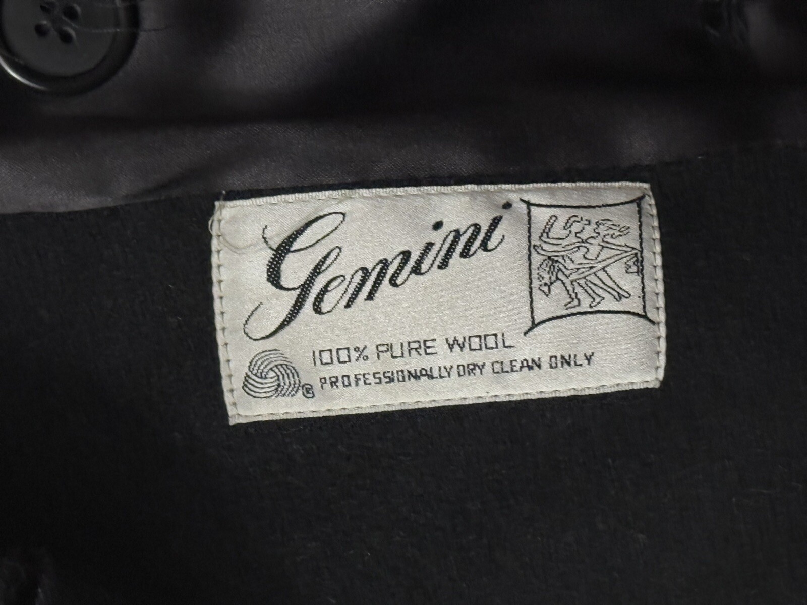 Vintage Gemini Black Full Length Wool Coat Jacket Finncoon Raccoon Fur Collar XL