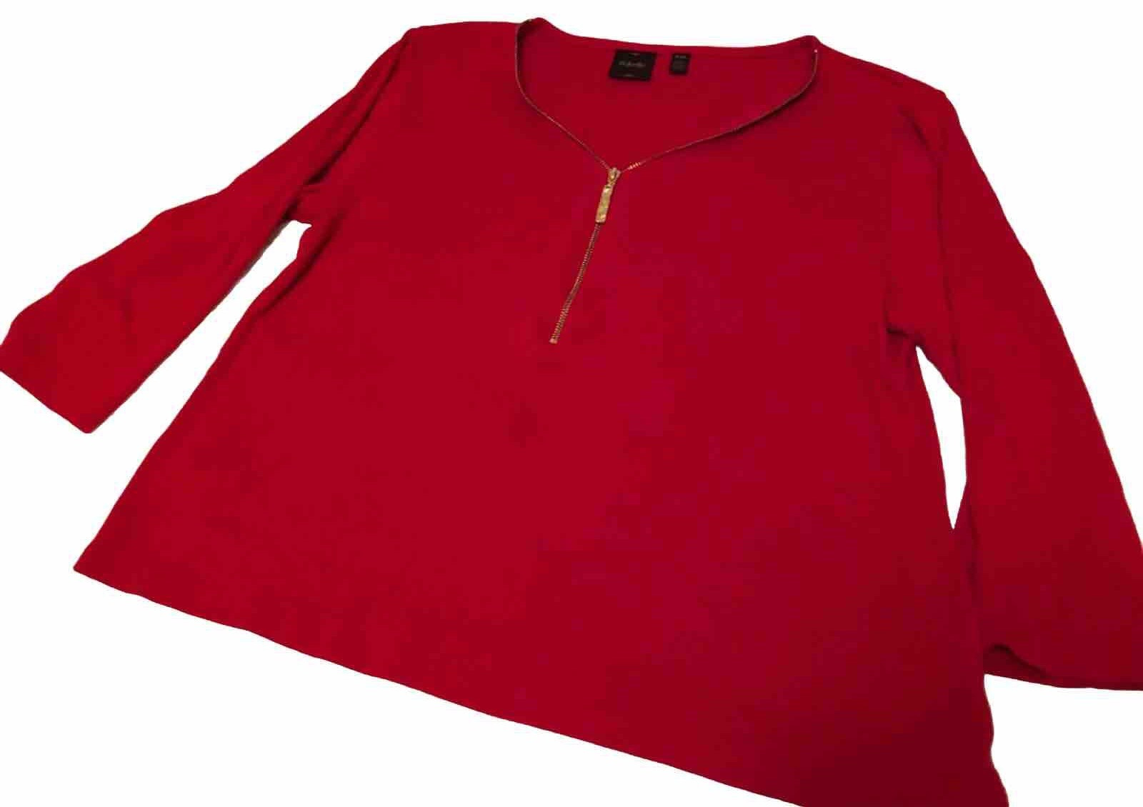 Women’s size P/L 3/4 sleeve cotton stretch Zip V-Neck top 21 long 21 chest front