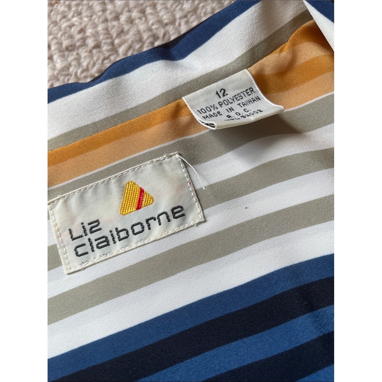 Vintage Liz Claiborne Striped Collared Matching Skirt Blouse Set Size 8