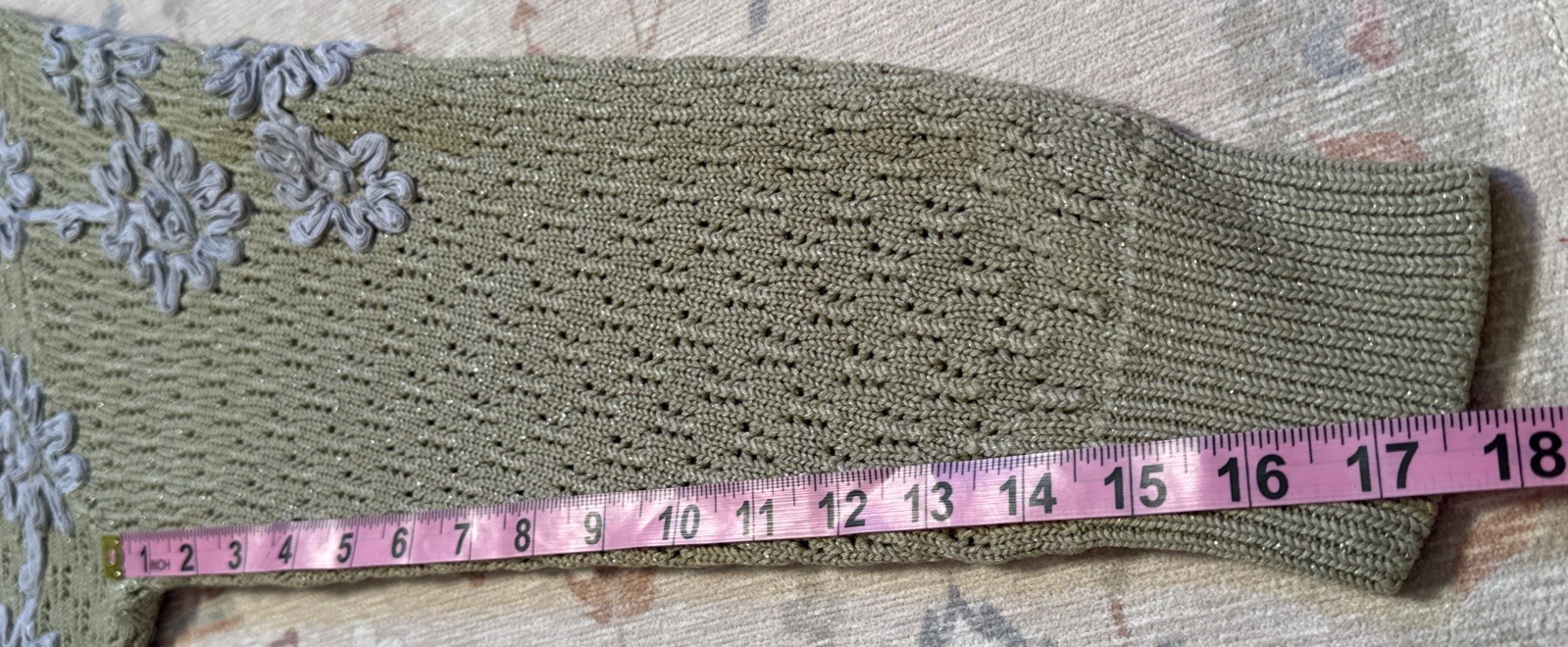 Vintage Fully Fashion Crochet Knit Appliqué Metallic Cardigan Wool Blend S-M
